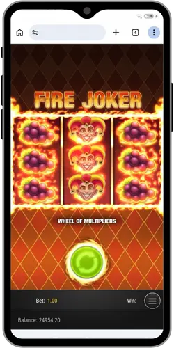 Fire Joker demo Android portrait mode with Wheel of Multipliers