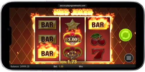 Fire Joker demo iOS horizontal landscape mode with winning combination