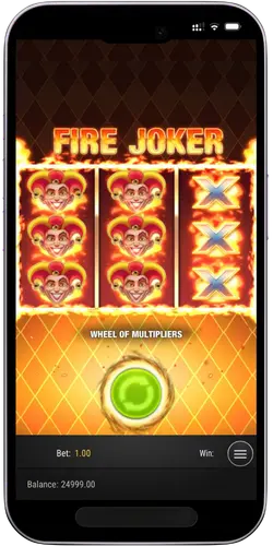 Fire Joker demo iOS portrait mode with Fire symbol wins