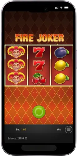 Fire Joker demo visual theme showing mixed fruit symbols portrait